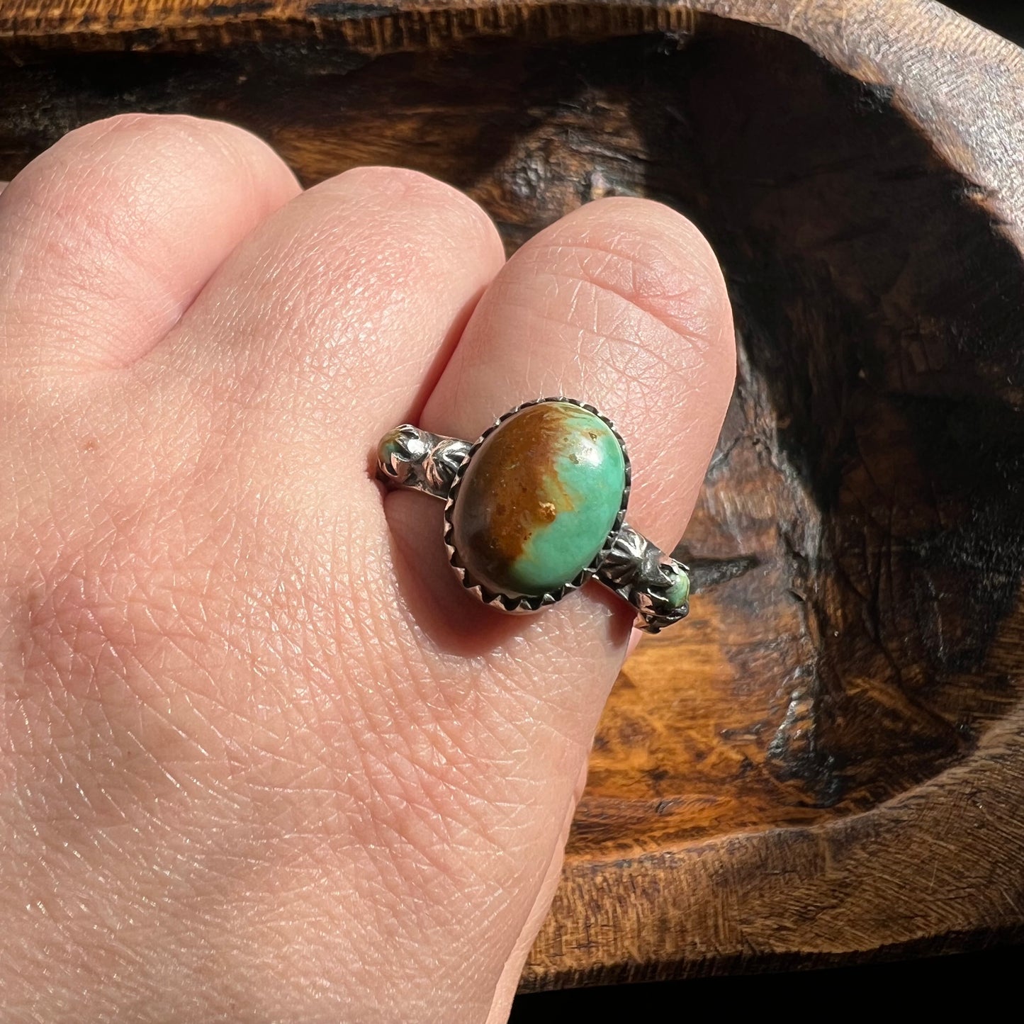 Sterling Silver & Kingman Turquoise Ring | Infinity Band | Size 10.5