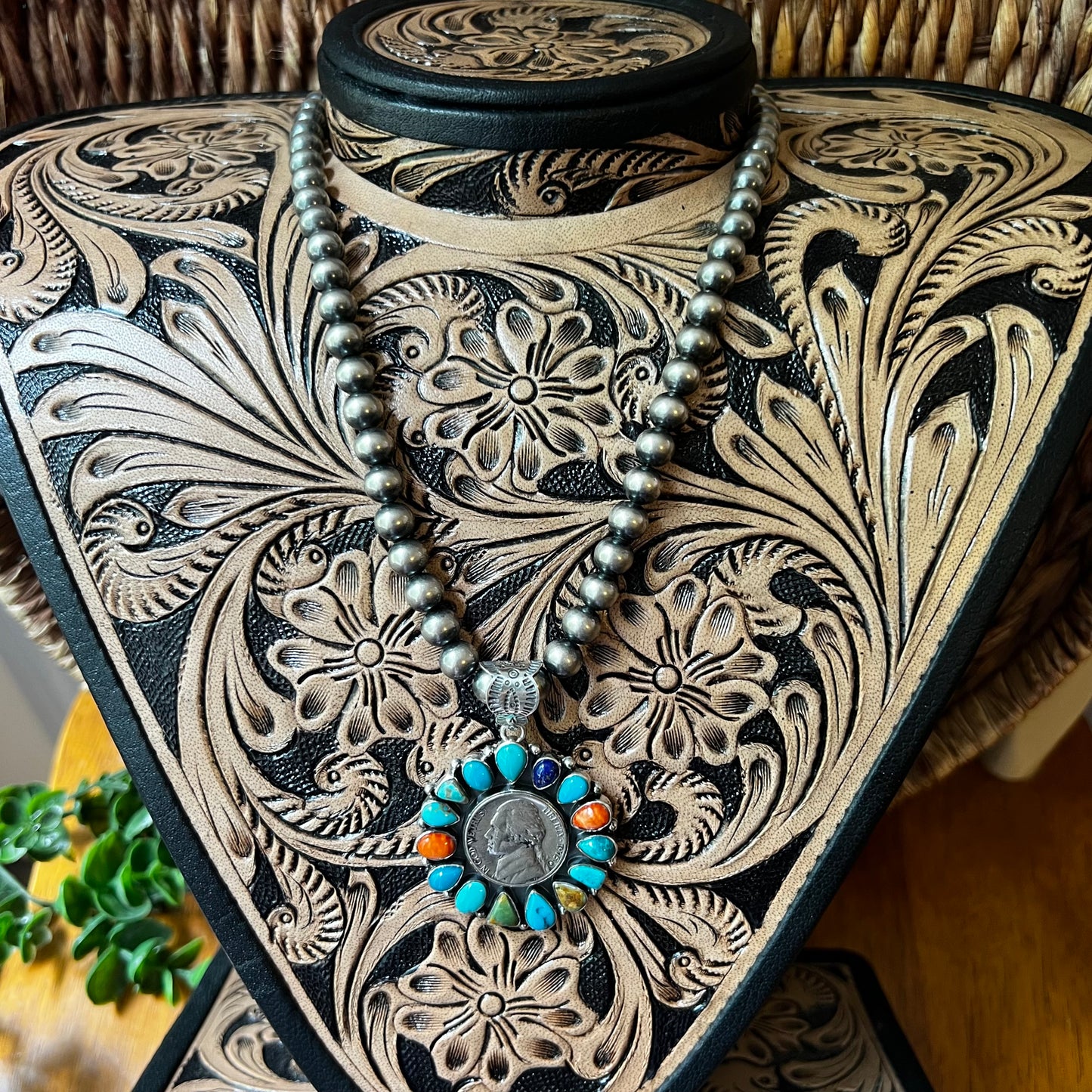 Multi-Stone Coin Cluster Sterling Silver Pendant