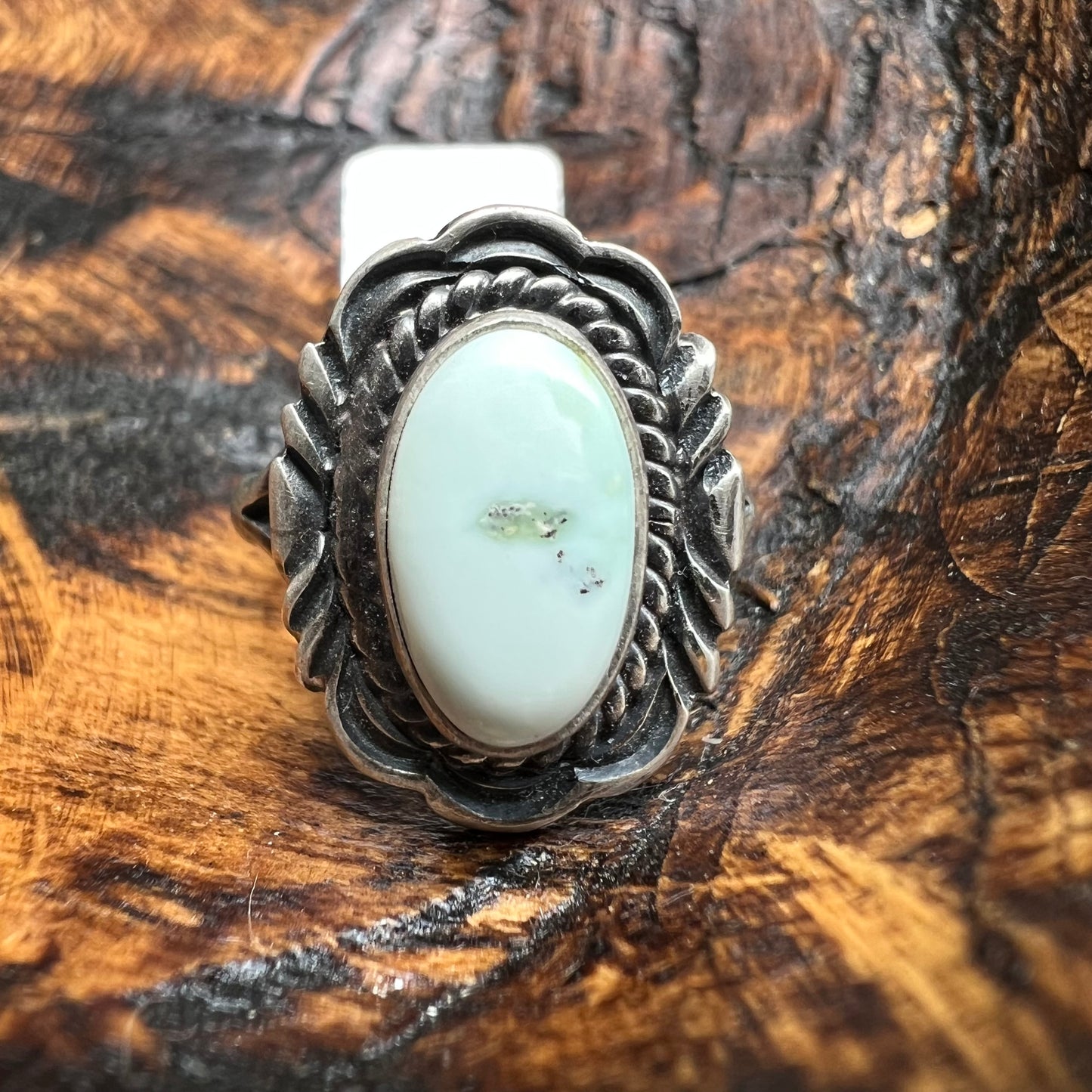 Virgil Chee Navajo Sterling Silver Palomino Turquoise Ring Size 7.5