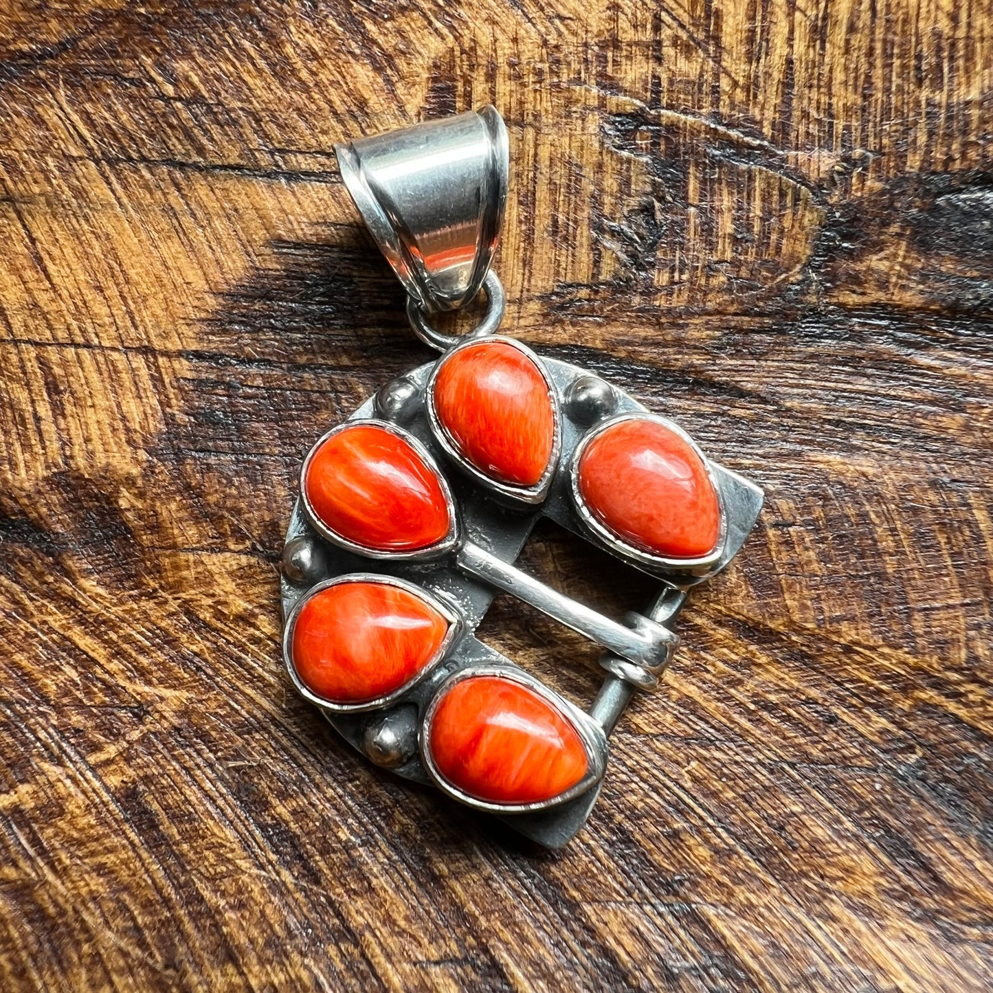 Spiny Oyster Belt Buckle Pendant in Sterling Silver