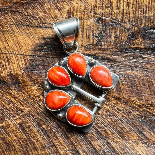 Spiny Oyster Belt Buckle Pendant in Sterling Silver