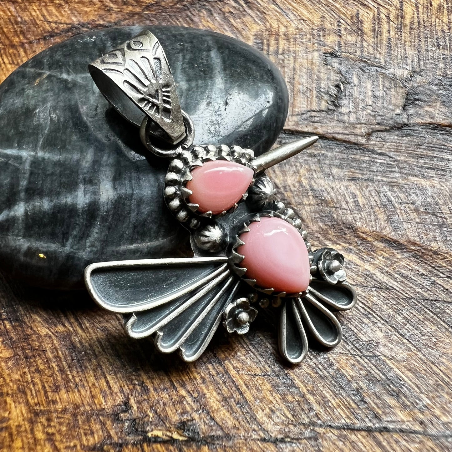 Sterling Silver Queen Conch Hummingbird Pendant