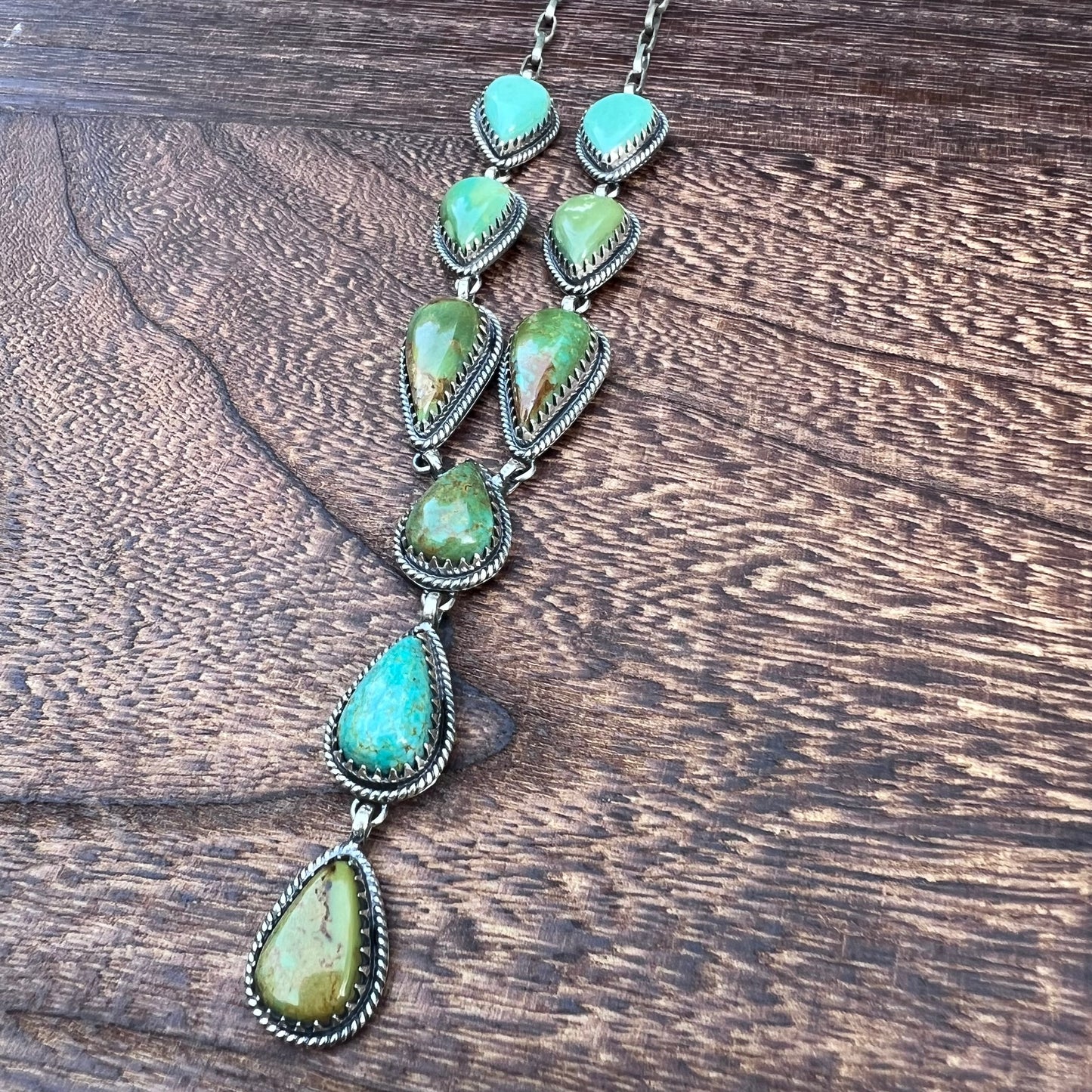 Kingman Turquoise Lariat Necklace – Handcrafted Sterling Drop Statement
