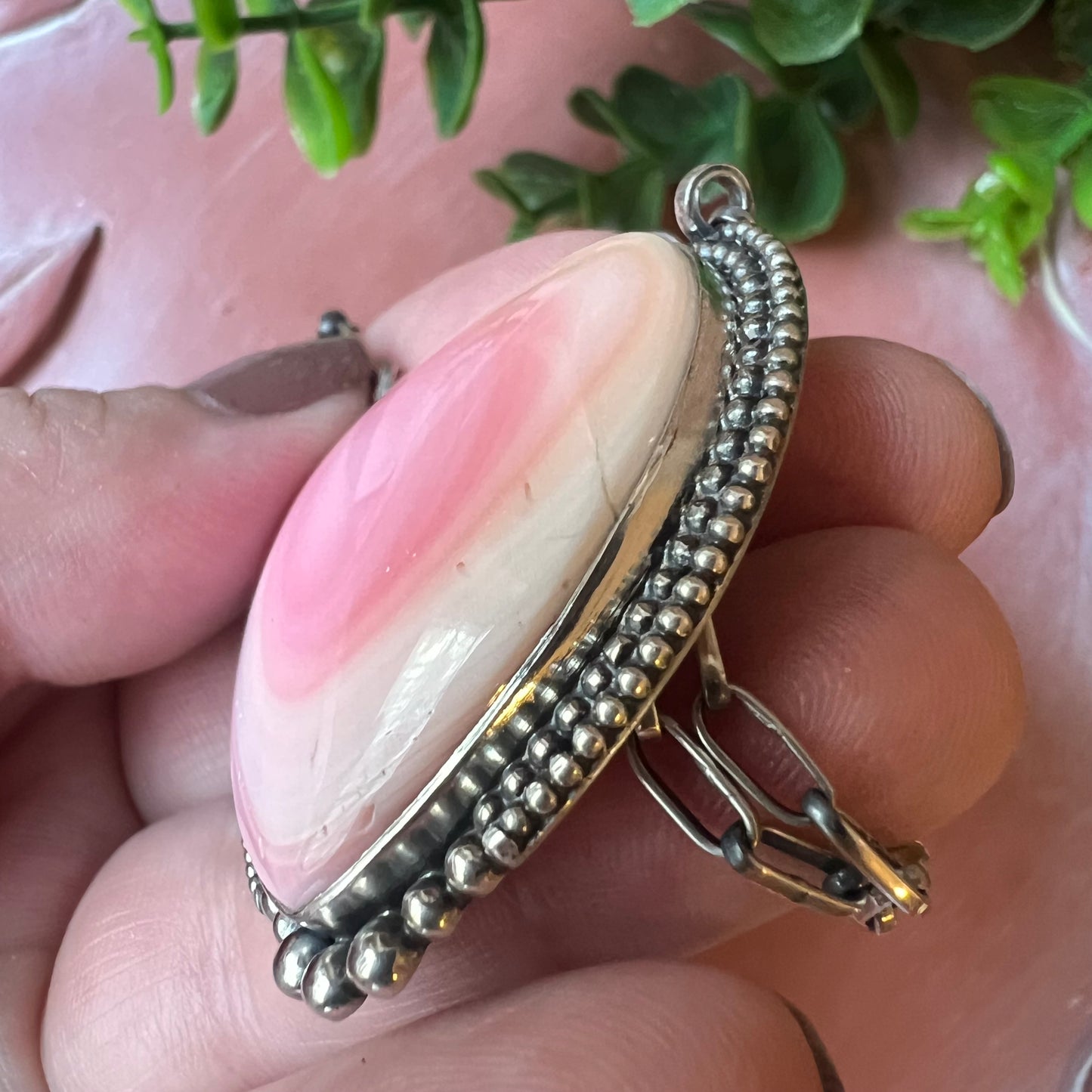 Queen Conch Shell Heart Statement Necklace in Sterling Silver