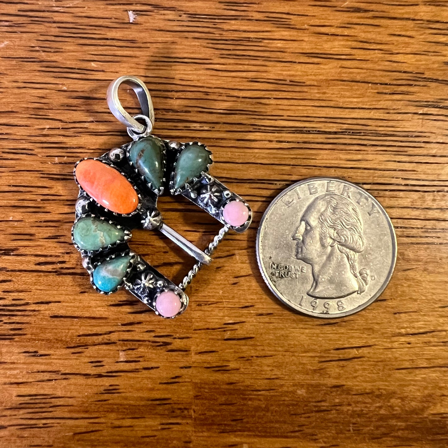 Sterling Silver Kingman Turquoise Spiny Oyster Queen Conch Belt Buckle Pendant
