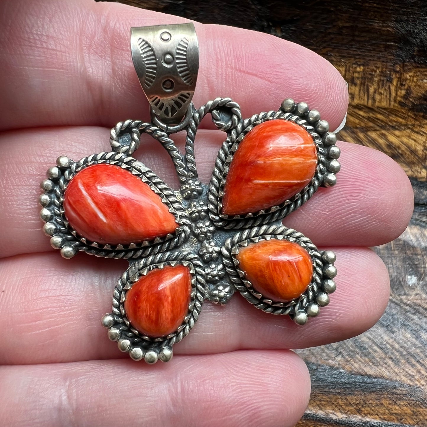 Sterling Silver Spiny Oyster Butterfly Pendant
