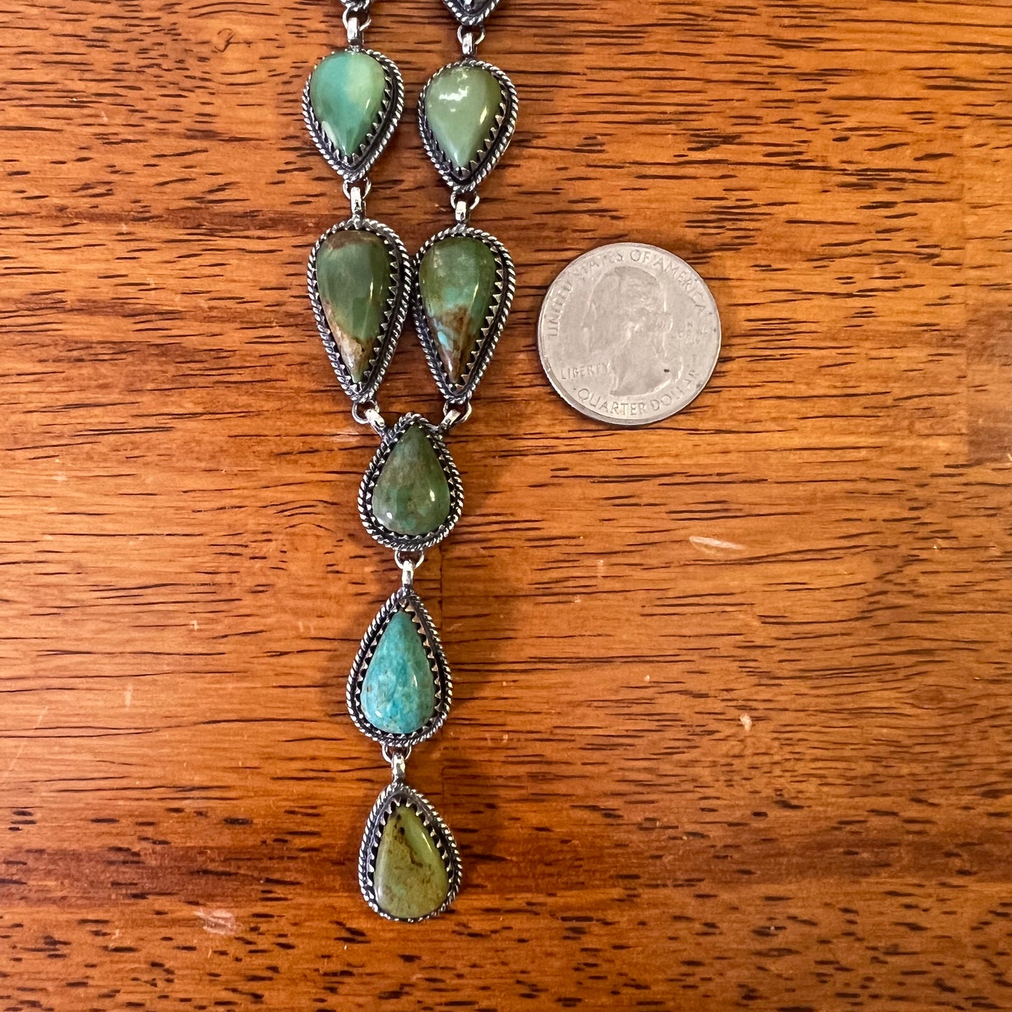 Kingman Turquoise Lariat Necklace – Handcrafted Sterling Drop Statement