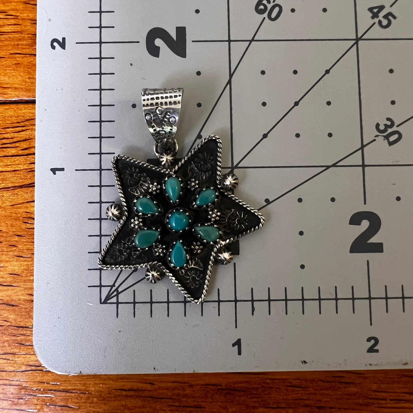 Kingman Turquoise Cluster Star Pendant – Sterling Silver