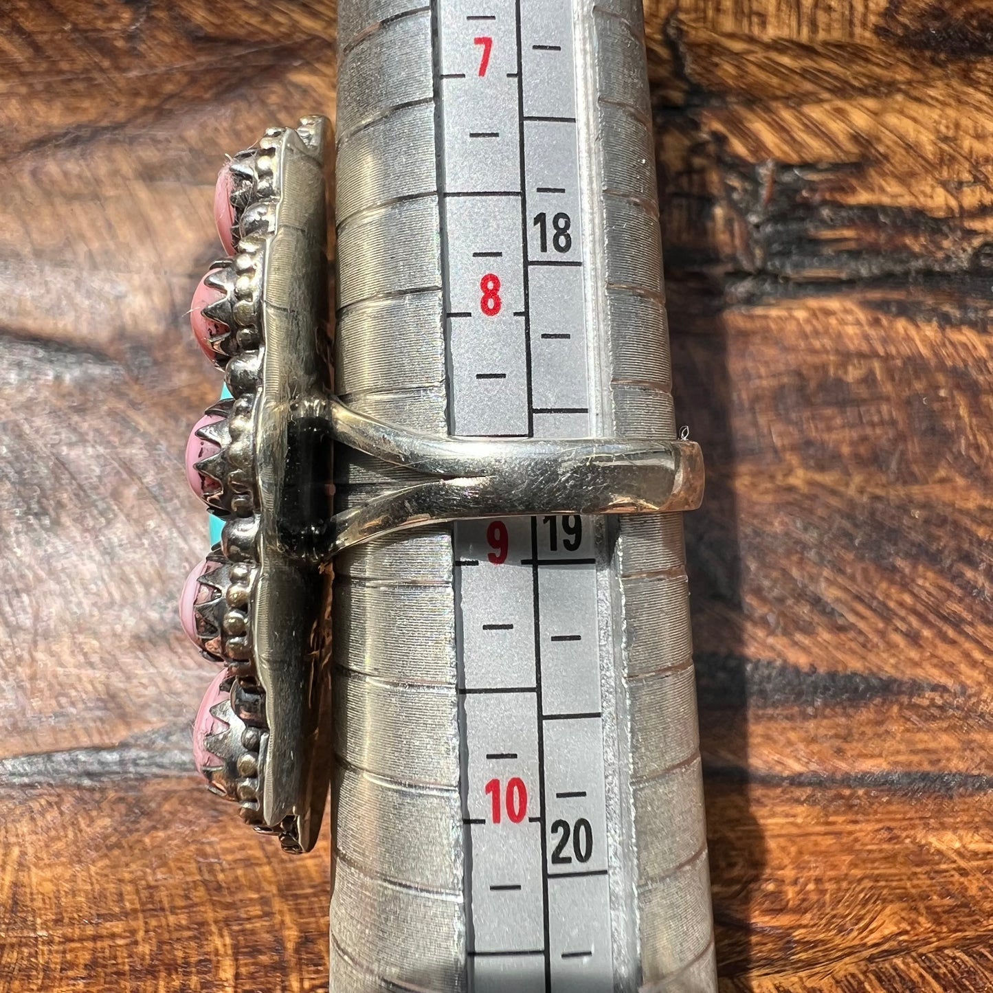 Desert Bloom Cluster Ring – Kingman Turquoise & Queen Conch Sterling Silver