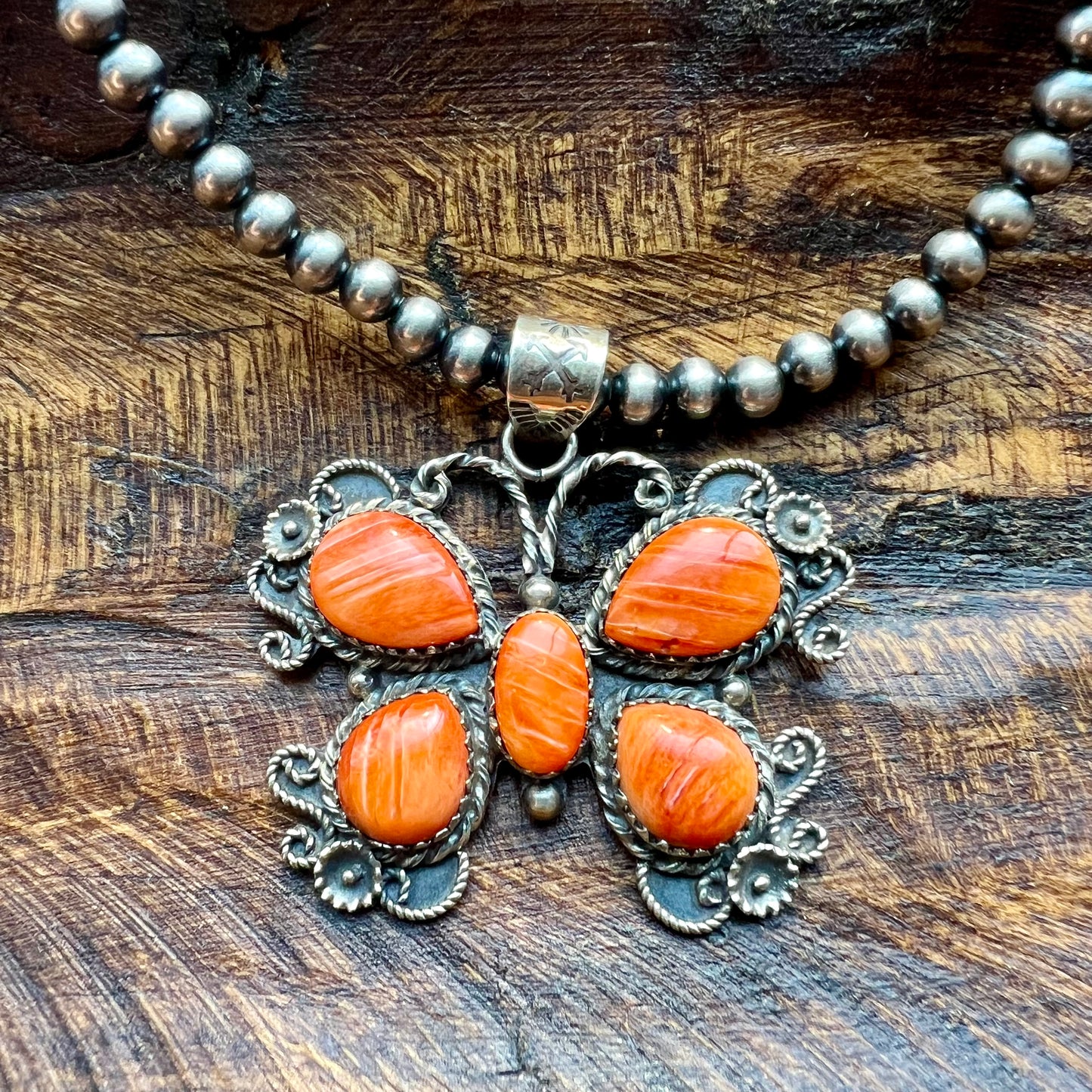 Large Spiny Oyster Butterfly Sterling Silver Pendant