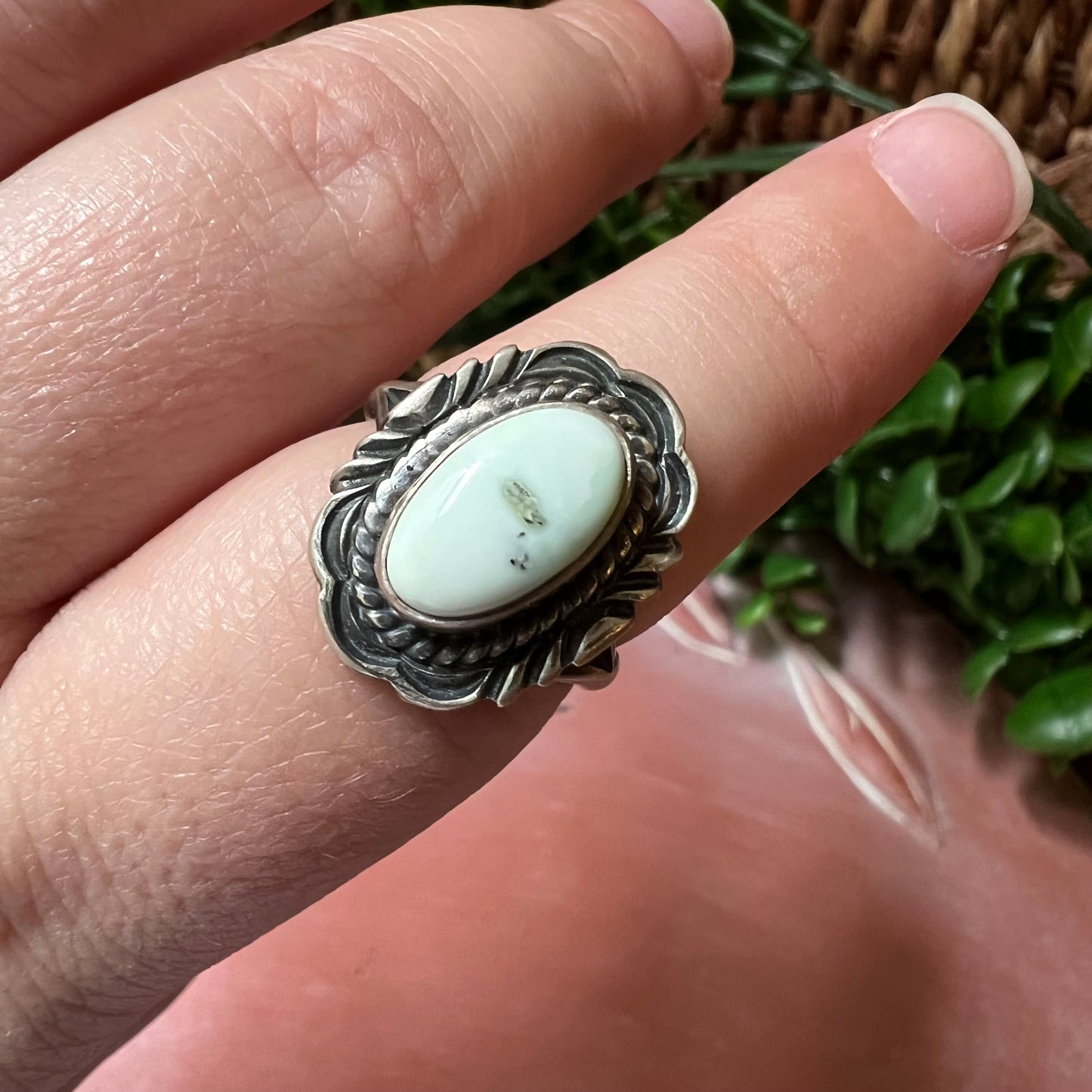 Virgil Chee Navajo Sterling Silver Palomino Turquoise Ring Size 7.5