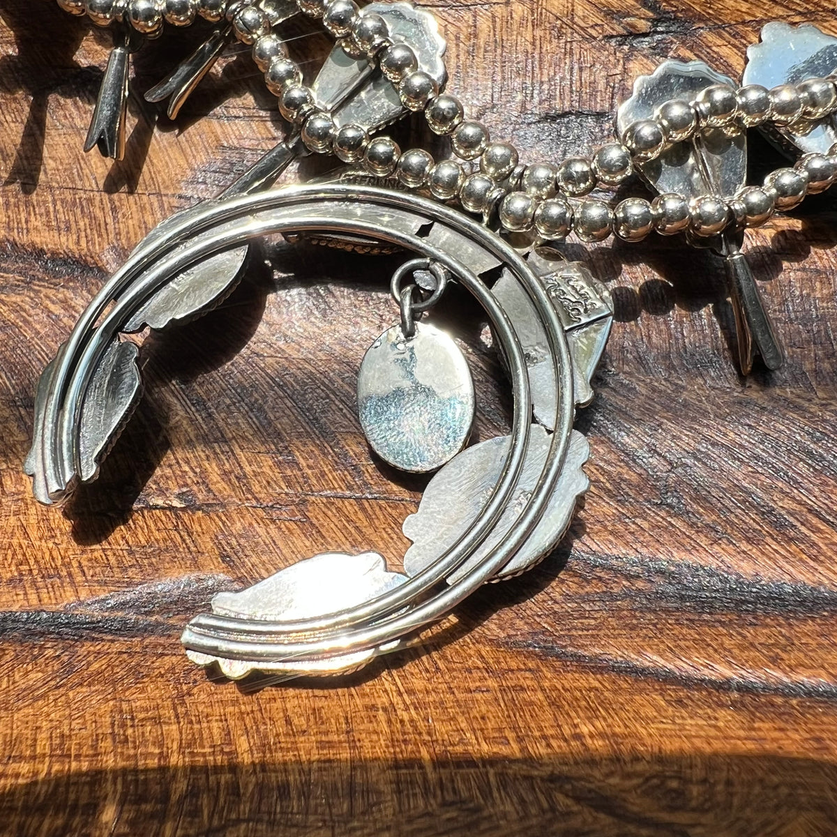 Kingman Turquoise Squash Blossom Necklace Sterling Silver