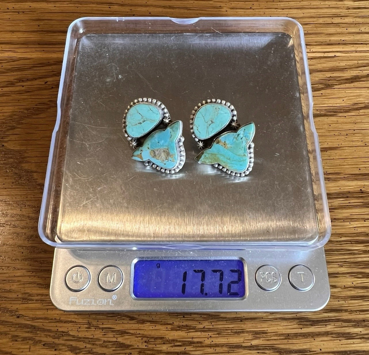 925 Sterling Silver Turquoise Cow Head Earrings Large Western Statement