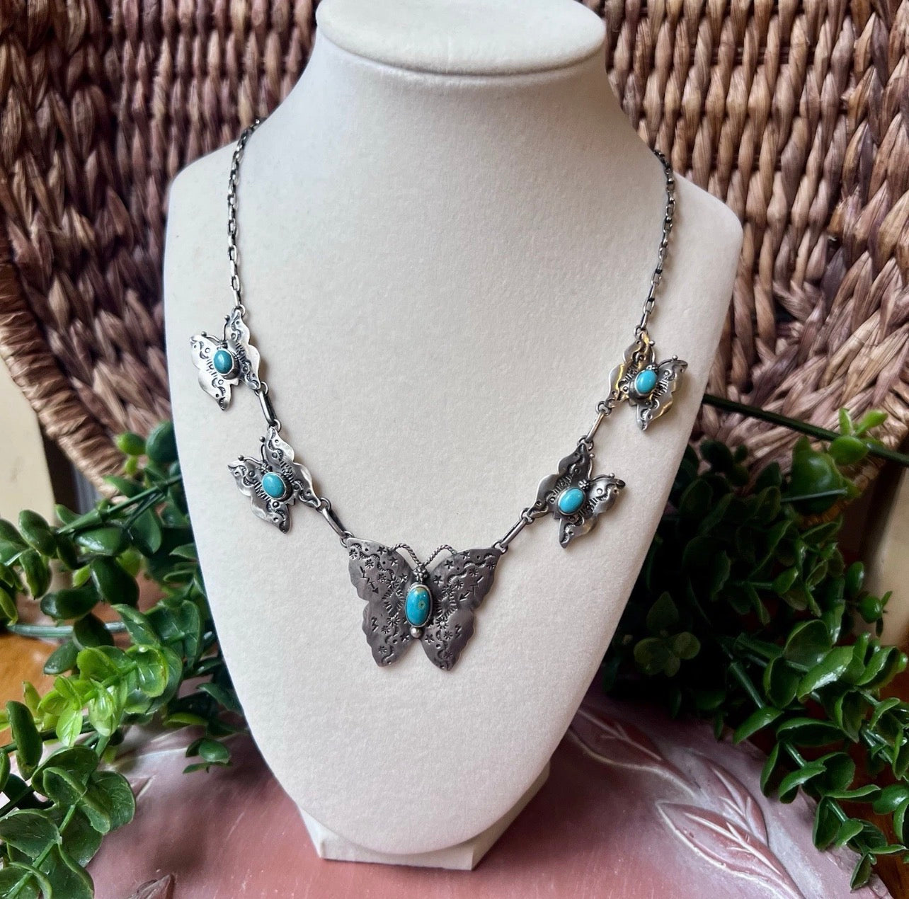 Kingman Turquoise Butterfly Station Necklace