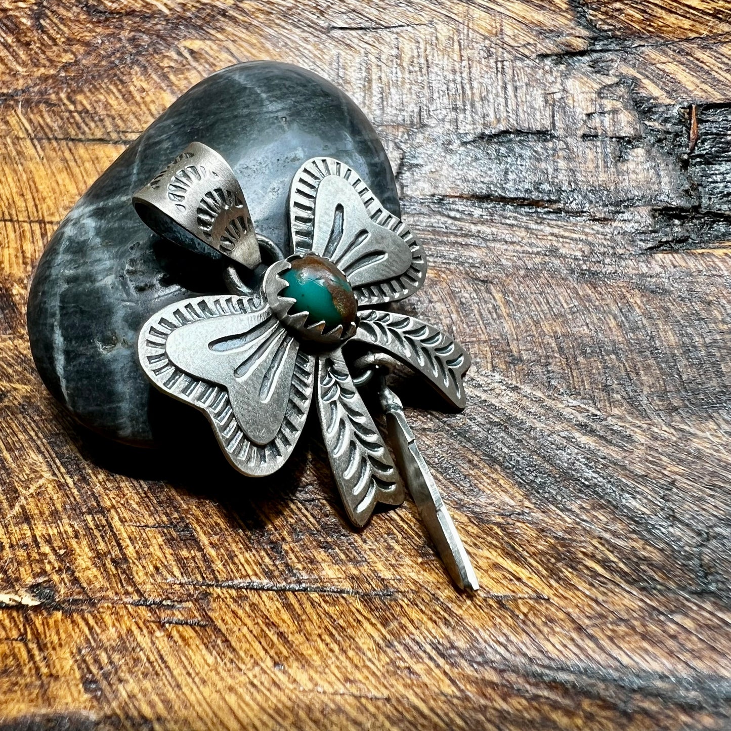 Sterling Silver Fox Turquoise Bow Pendant