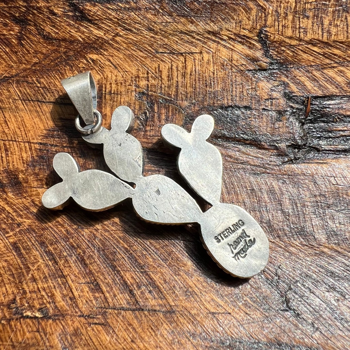 Sterling Silver Fox Turquoise Queen Conch Cactus Pendant