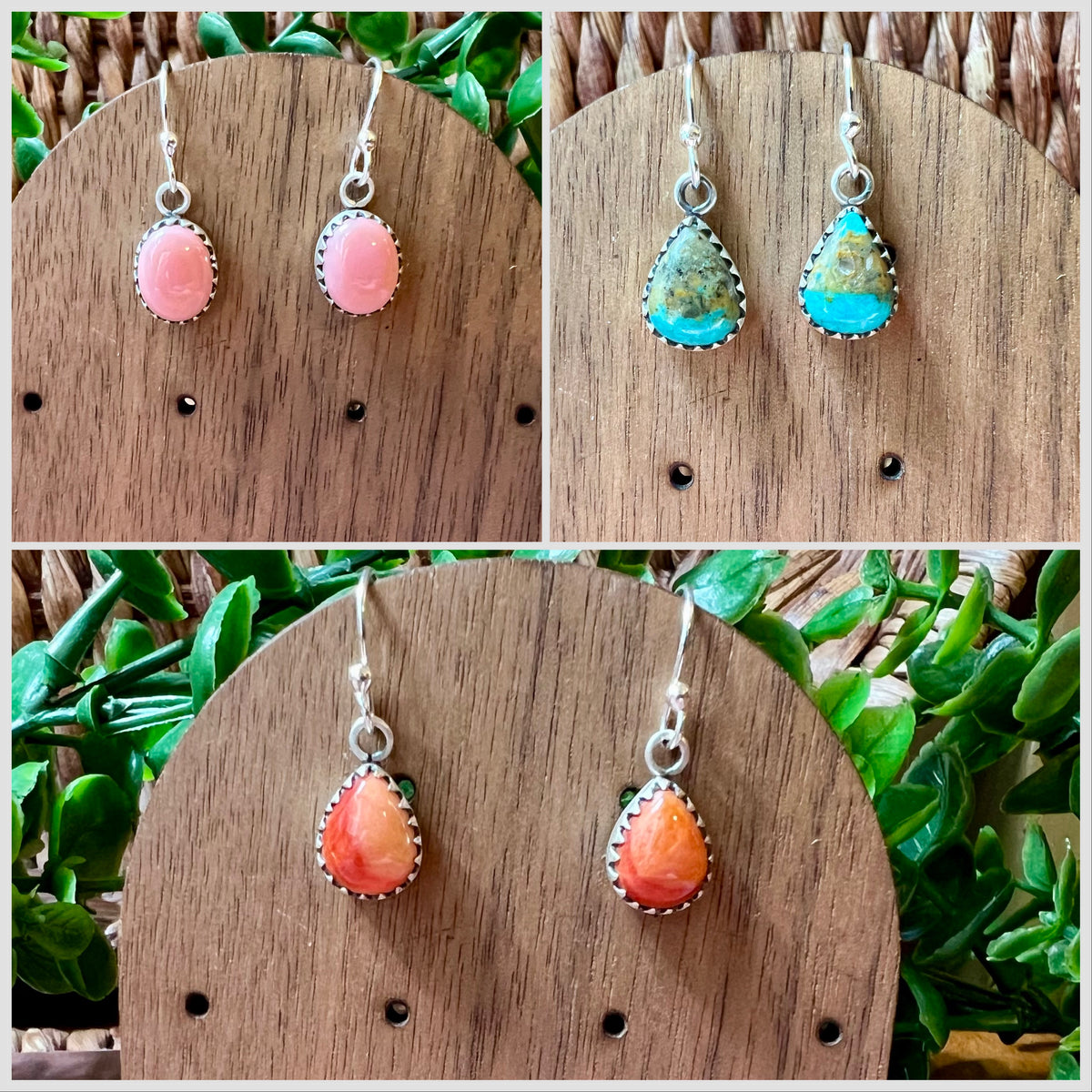 Sterling Silver Everyday Dangle Earrings – Queen Conch, Turquoise or Spiny Oyster