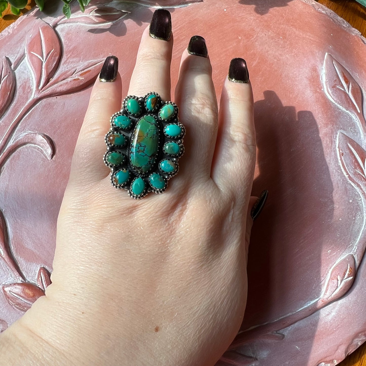 Kingman Turquoise Collector Cluster Ring Size 8.75
