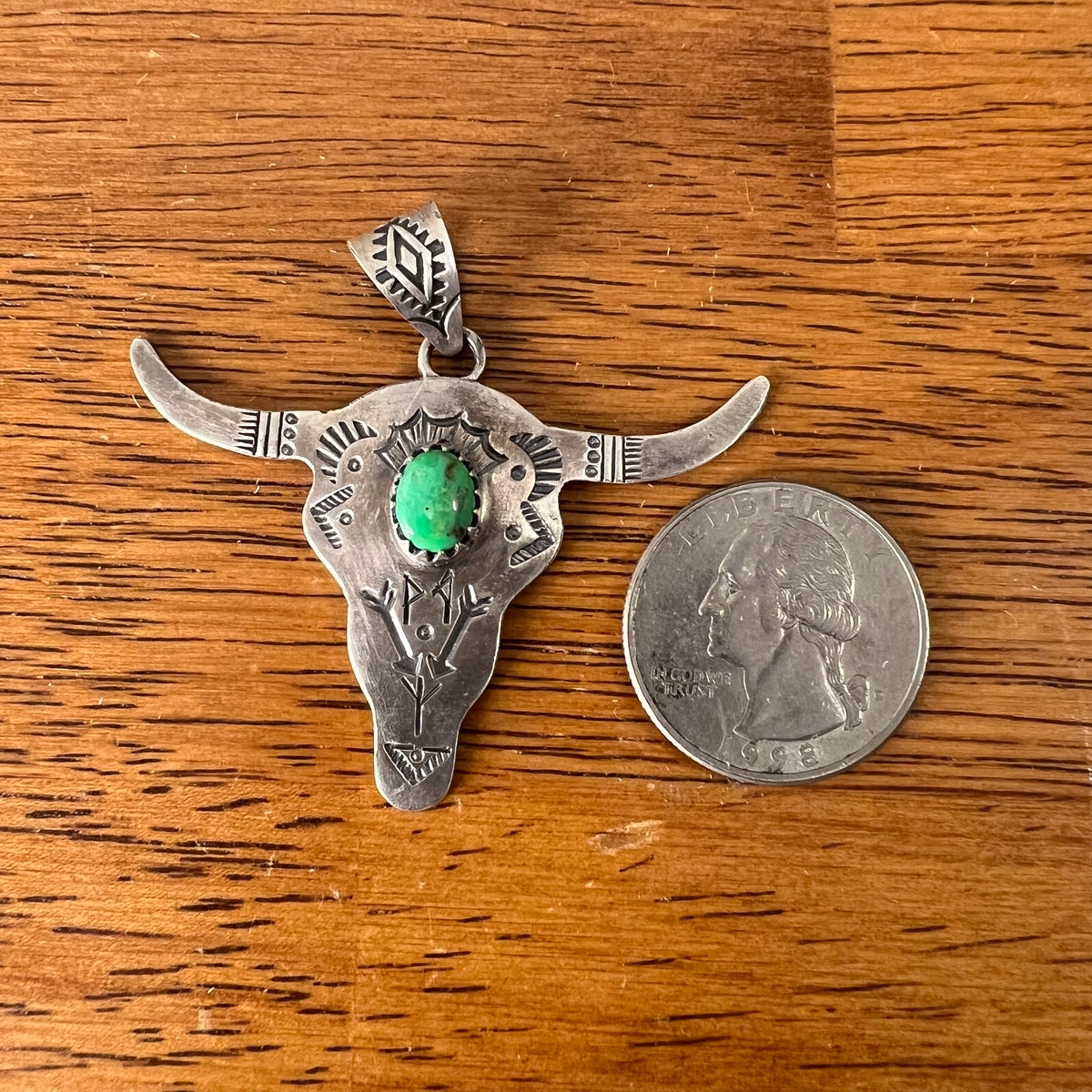Sterling Silver Steer Head Pendant – Sonoran Gold or White Buffalo