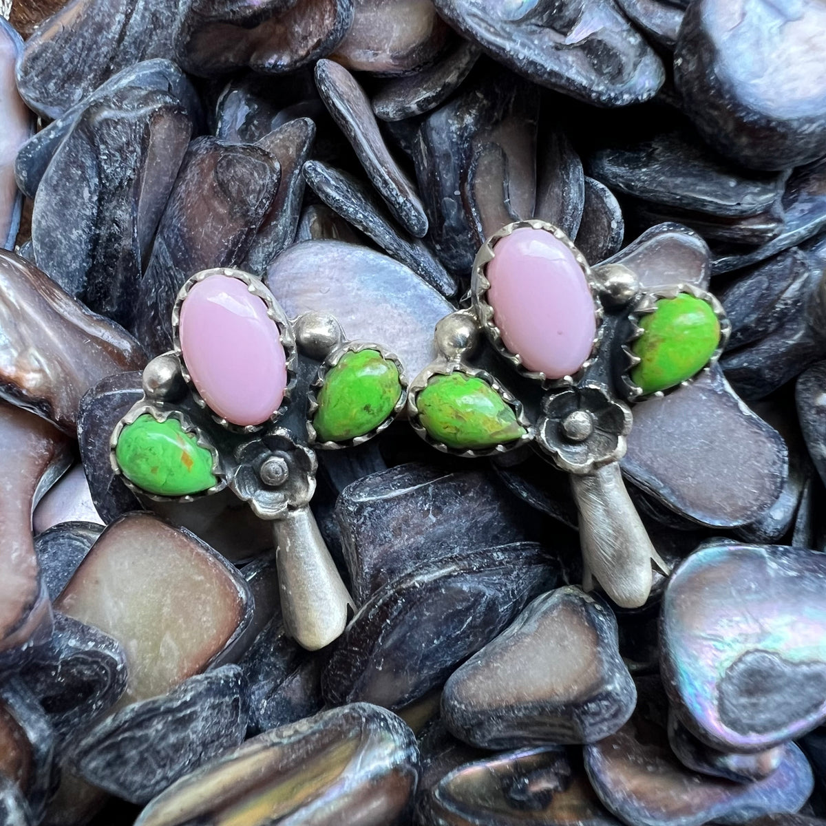 Sterling Silver Squash Blossom Earrings – Queen Conch & Sonoran Gold Or Mother Of Pearl