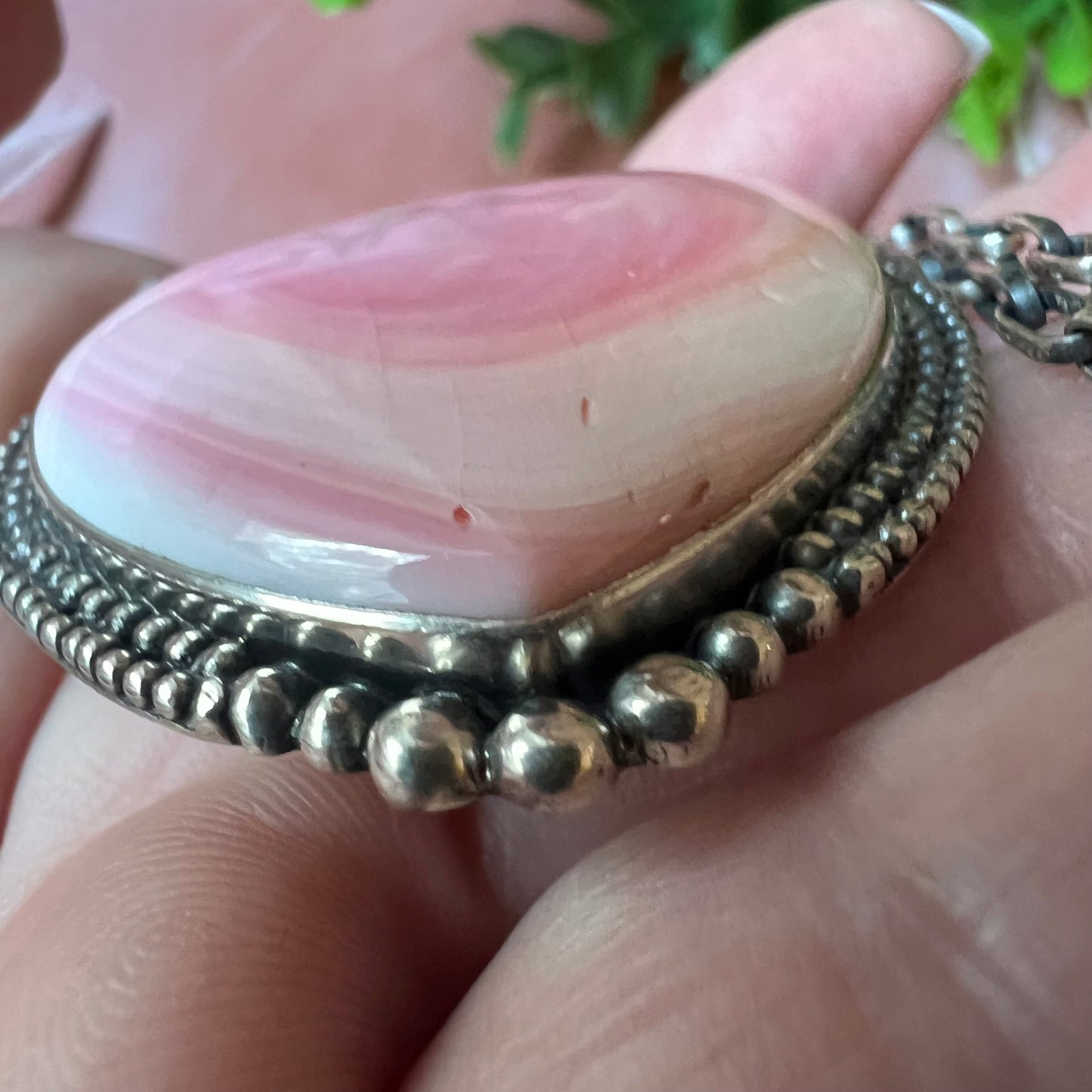 Queen Conch Shell Heart Statement Necklace in Sterling Silver