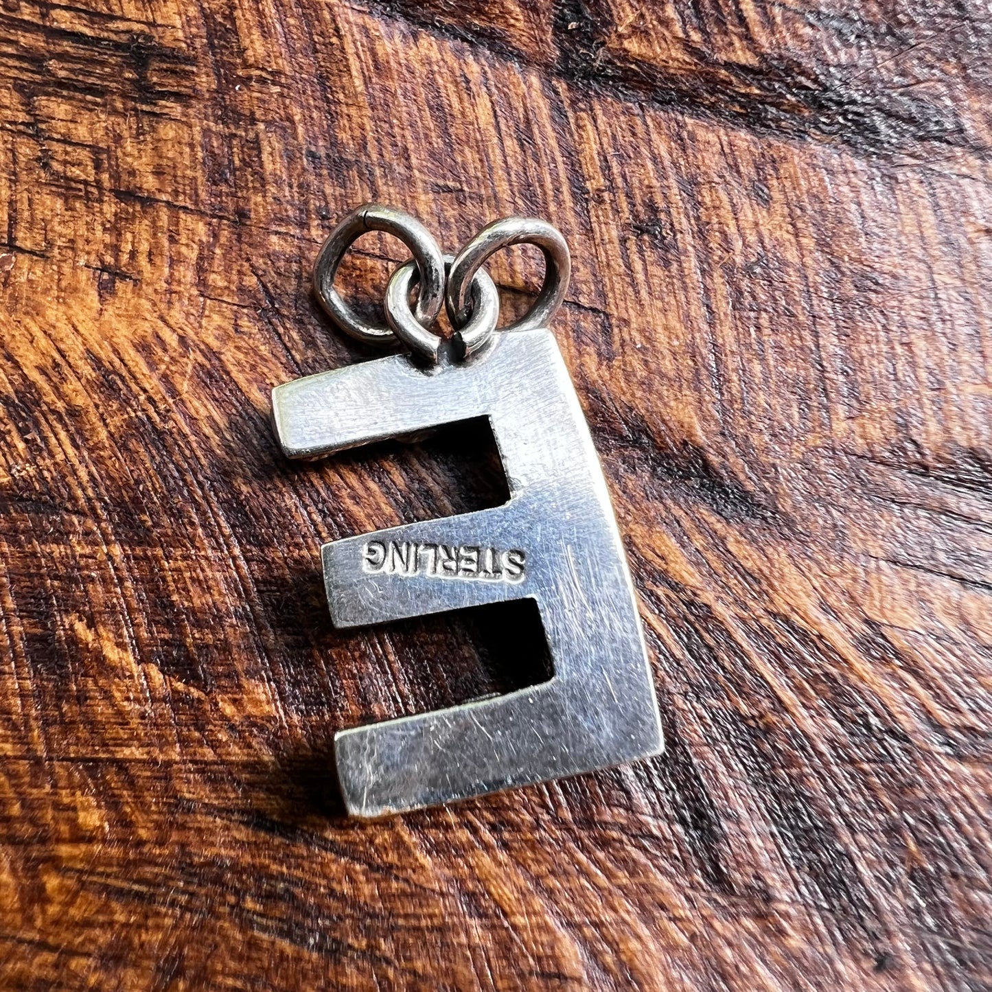 Kingman Turquoise Initial E Sterling Silver Pendant