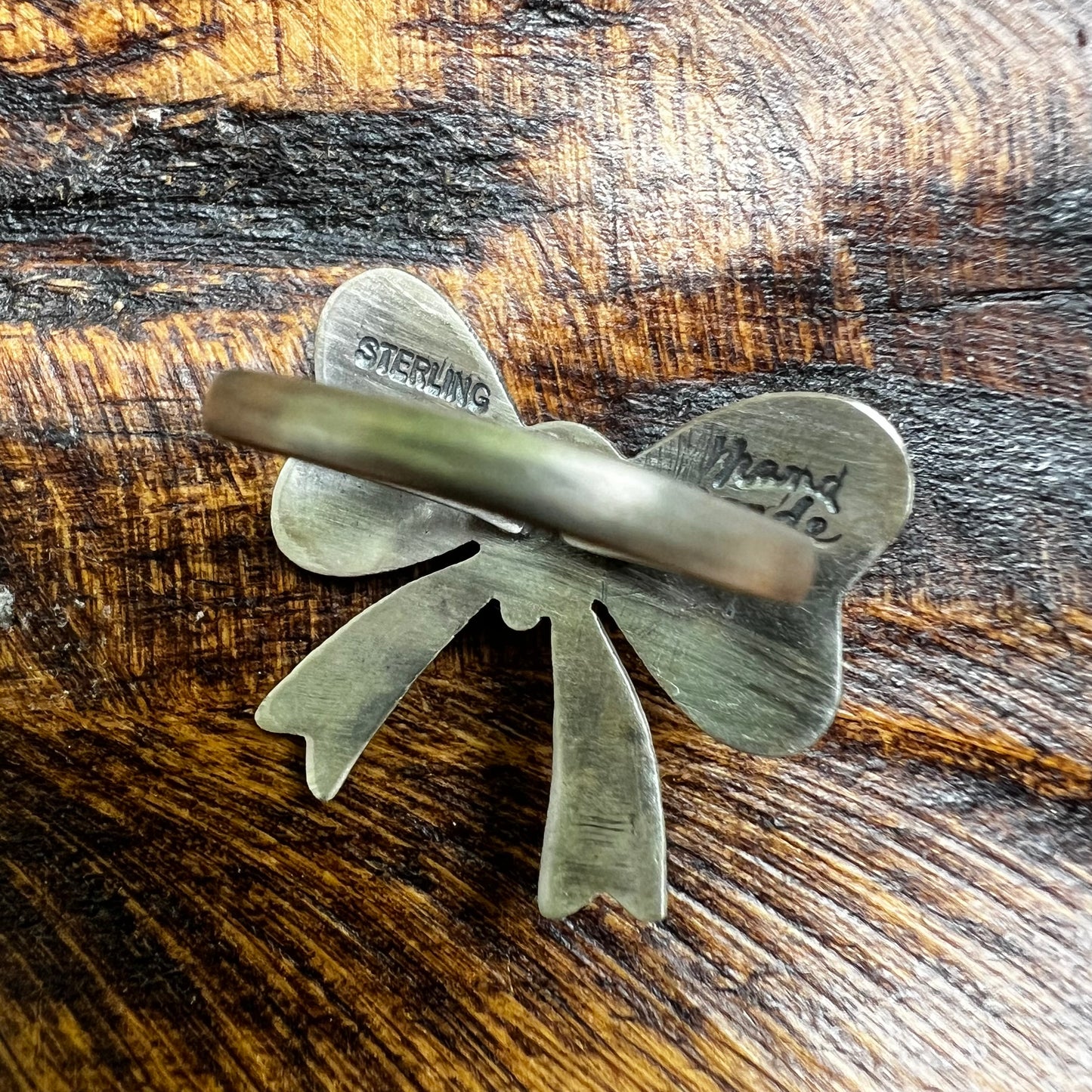 Sterling Silver Kingman Turquoise Bow Ring – Adjustable Size 10