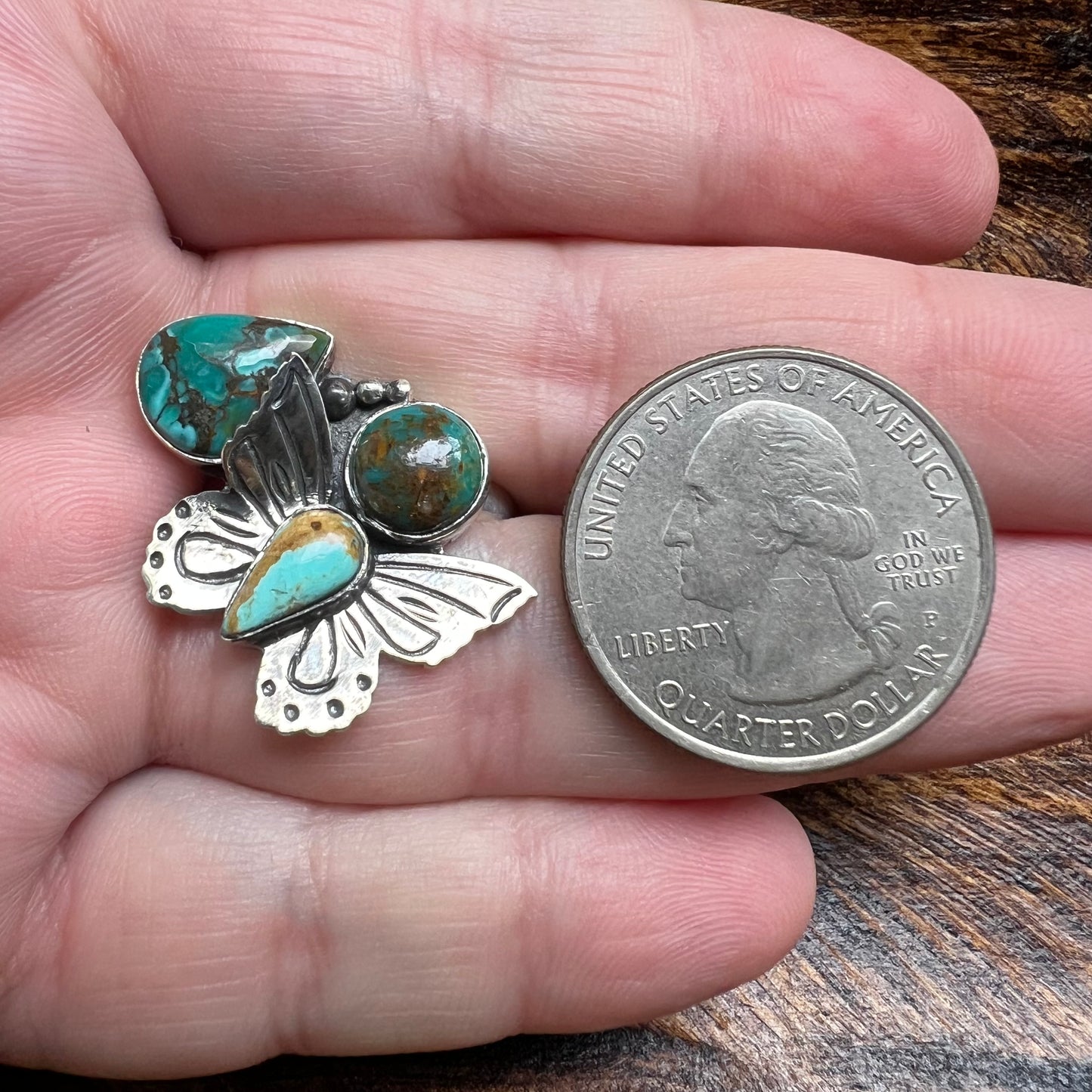 Kingman Turquoise Butterfly Ring | Handmade Sterling Silver Statement Ring Size 9