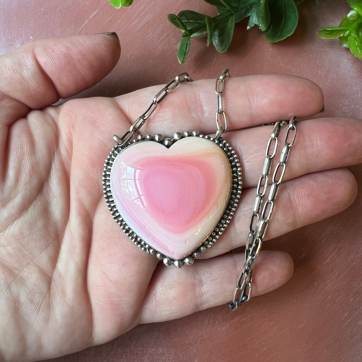Queen Conch Shell Heart Statement Necklace in Sterling Silver