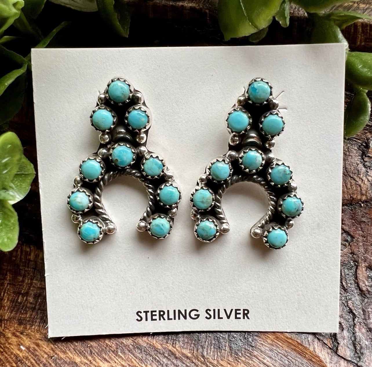 Hada Collection Kingman Turquoise Sterling Silver Naja Earrings