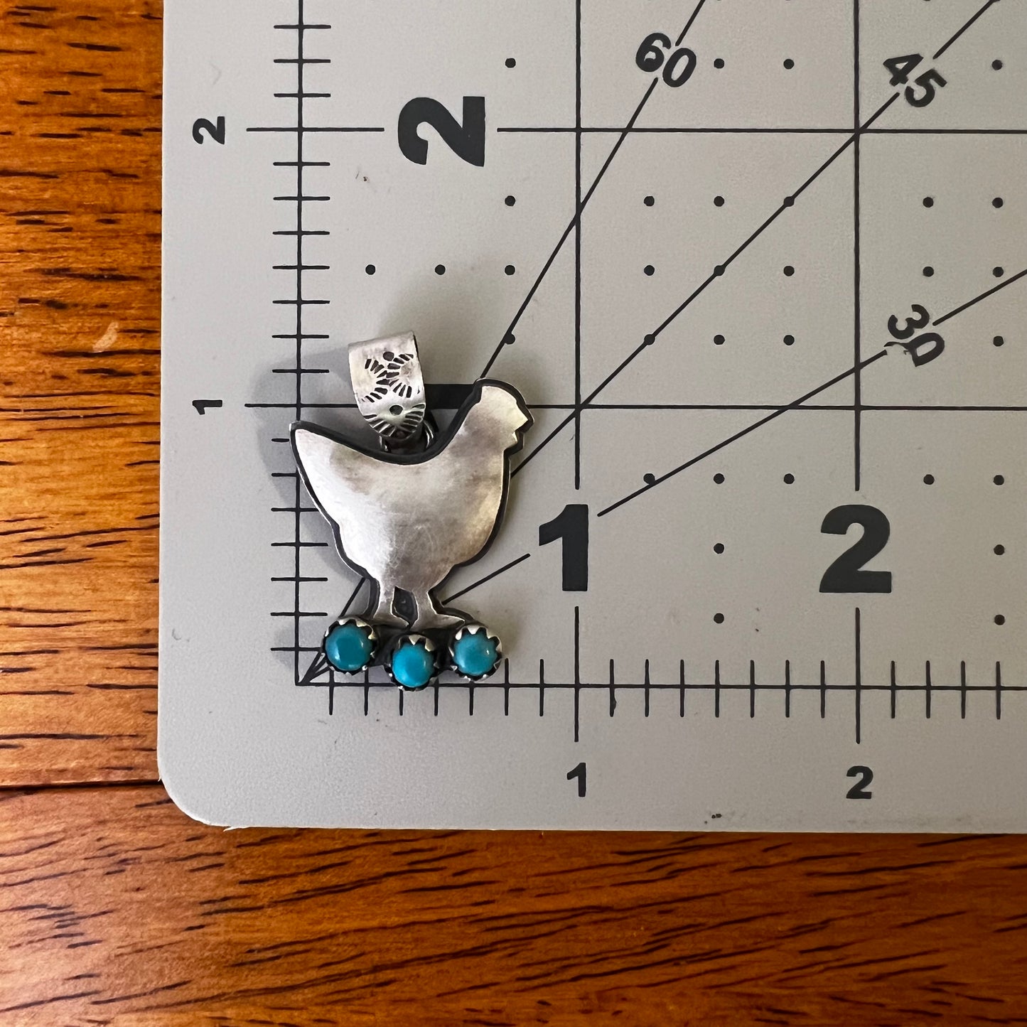 Sterling Silver Kingman Turquoise Chicken Pendant