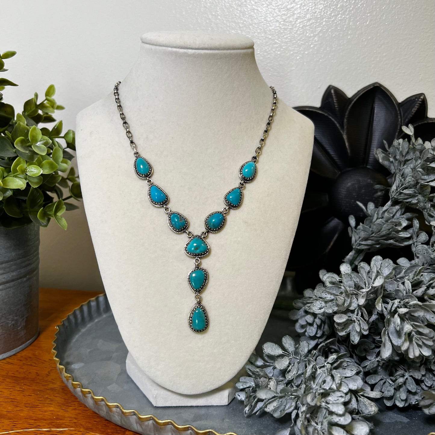 Kingman Turquoise Lariat Necklace