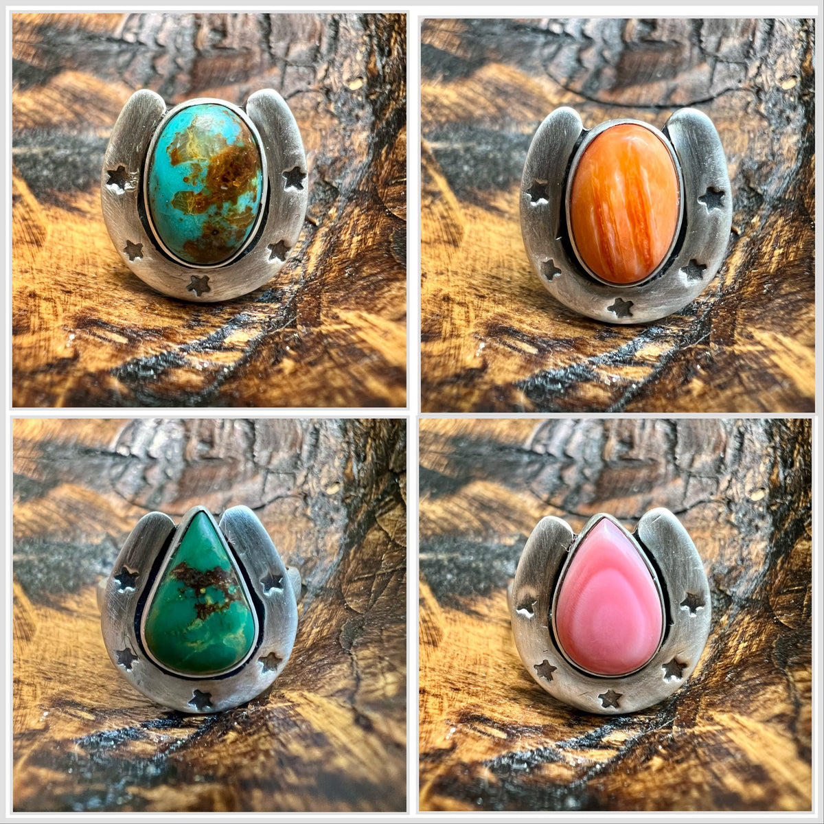 Sterling Silver Horseshoe Statement Ring – Turquoise, Spiny Oyster & Queen Conch Options