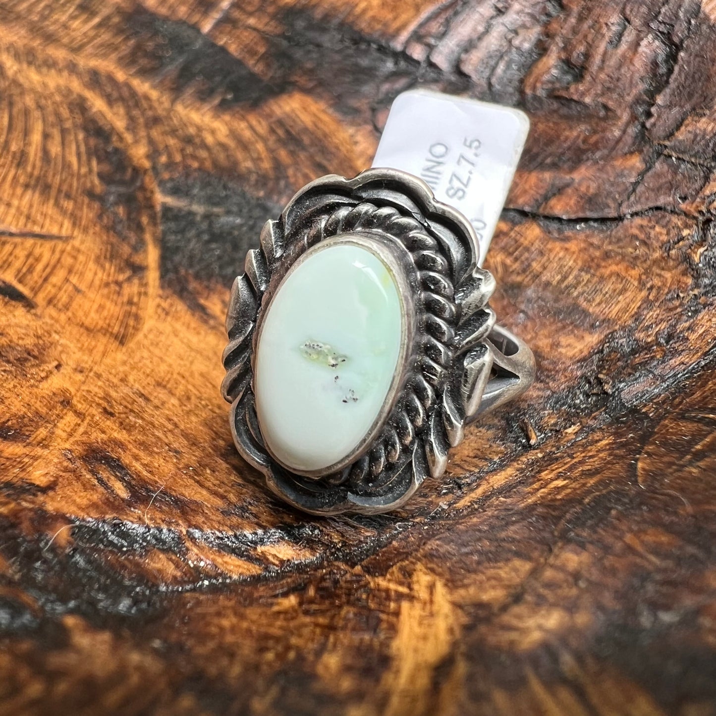 Virgil Chee Navajo Sterling Silver Palomino Turquoise Ring Size 7.5