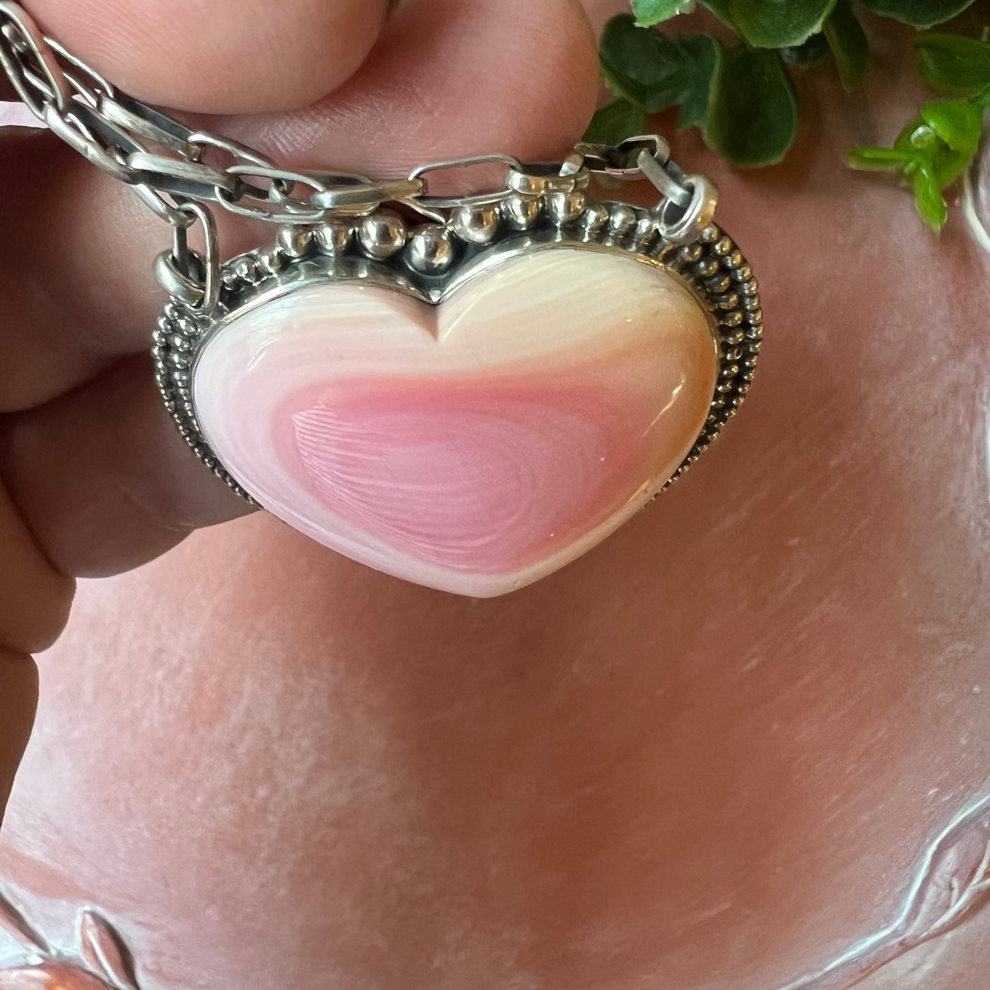 Queen Conch Shell Heart Statement Necklace in Sterling Silver