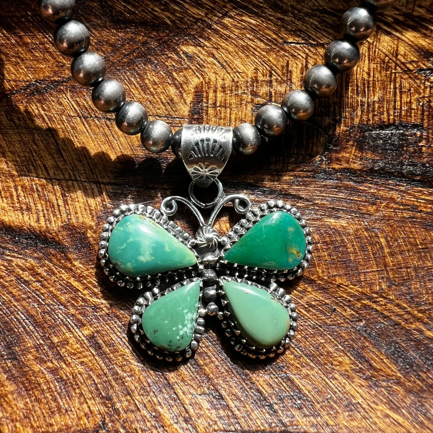 Kingman Turquoise Butterfly Pendant – Sterling Silver