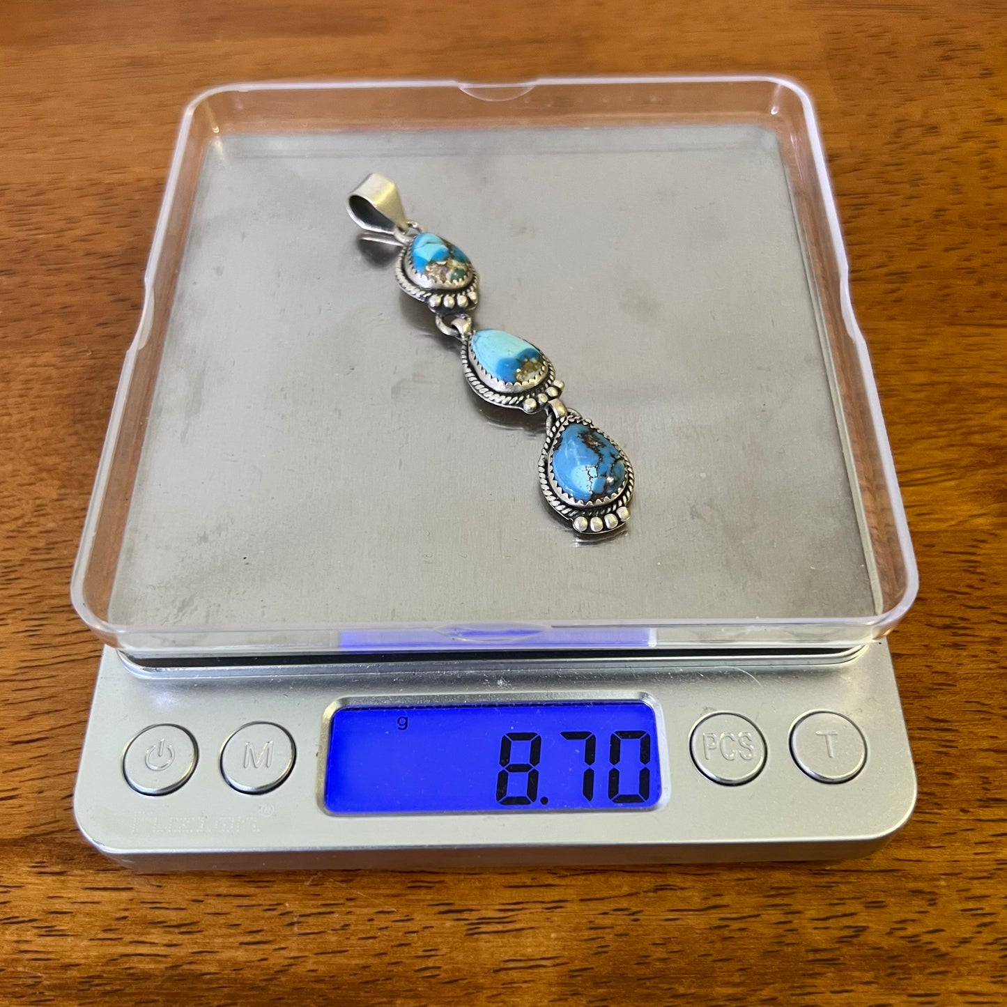 Sterling Silver Golden Hills Turquoise Triple Drop Pendant