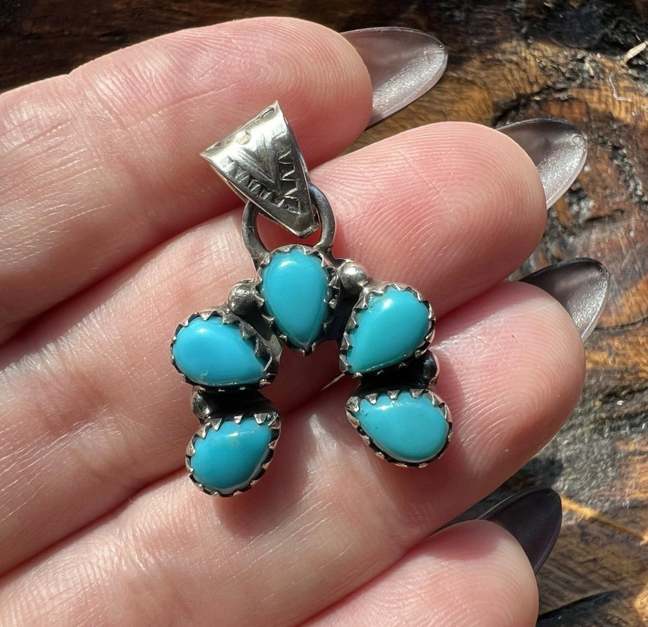 Kingman Turquoise Mini Naja Pendant | Sterling Silver