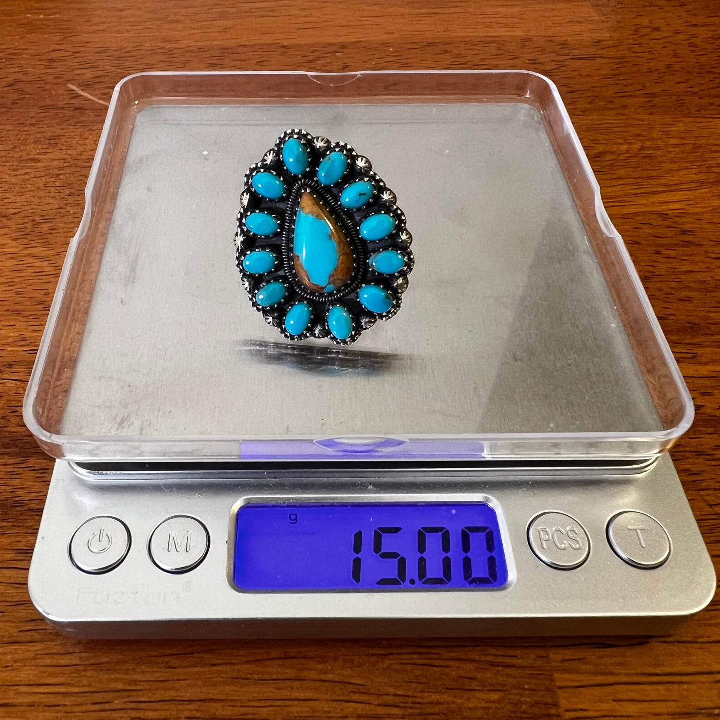 Kingman Turquoise Cluster Statement Ring – Size 8.5 | Sterling Silver