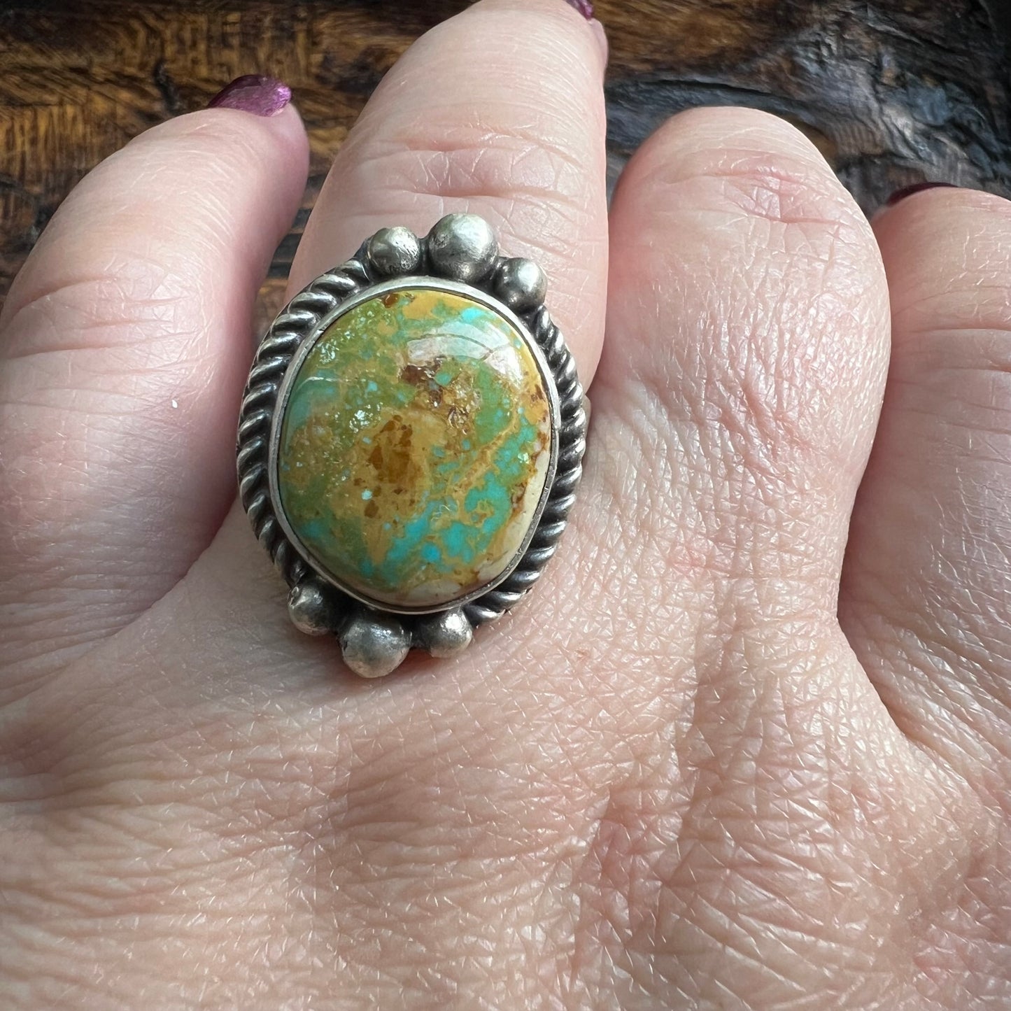 Antoinette Martinez Royston Turquoise Ring Sterling Silver Adjustable 9.5