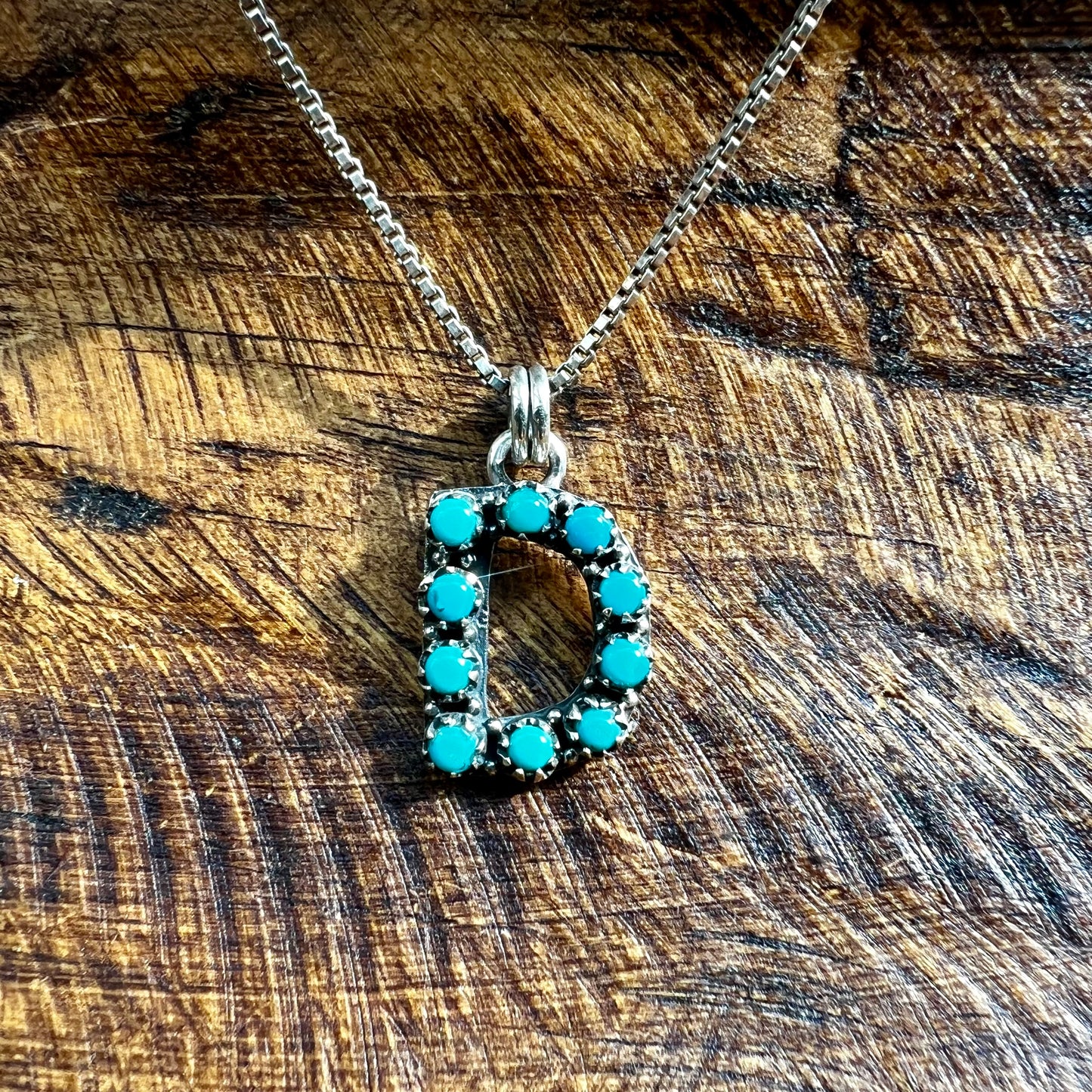 Kingman Turquoise Initial D Pendant Sterling Silver 925 Letter Charm