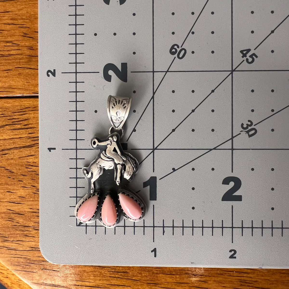 Sterling Silver Queen Conch Bucking Bronco Pendant Handmade Southwestern