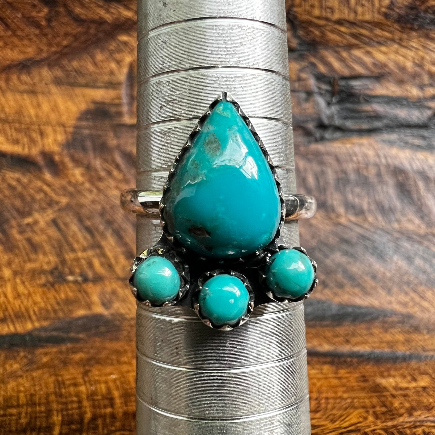 Kingman Turquoise Cluster Ring – Size 9