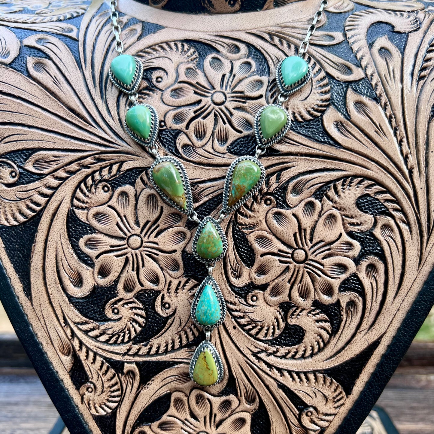 Kingman Turquoise Lariat Necklace – Handcrafted Sterling Drop Statement