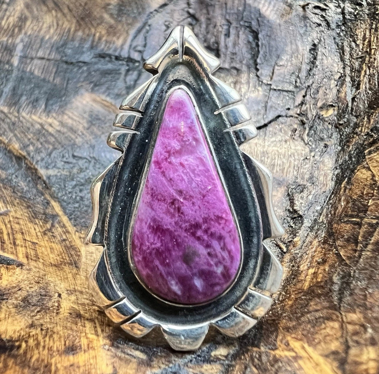 Purple Spiny Oyster Statement Ring in Sterling Silver