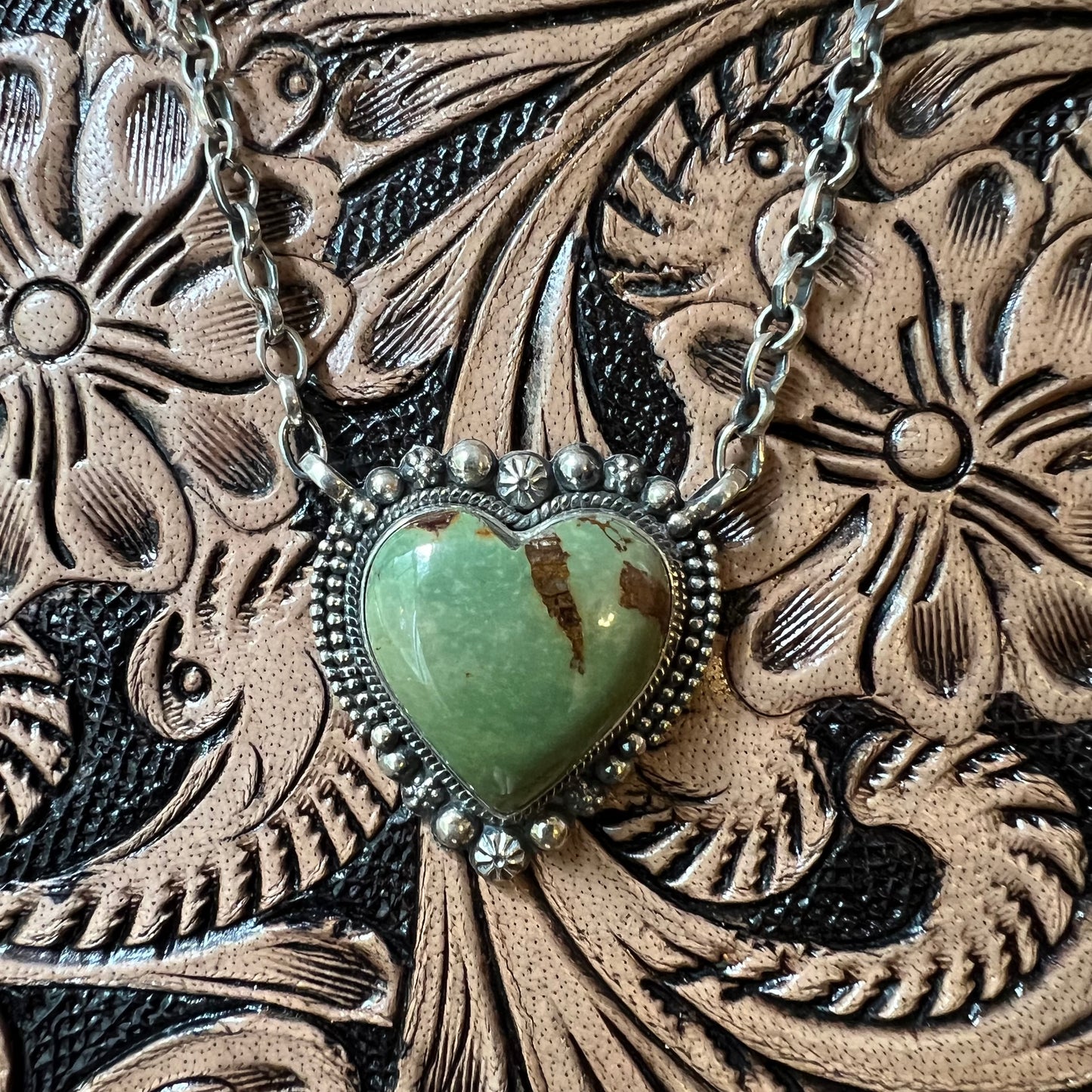 Sterling Silver Kingman Turquoise Heart Necklace