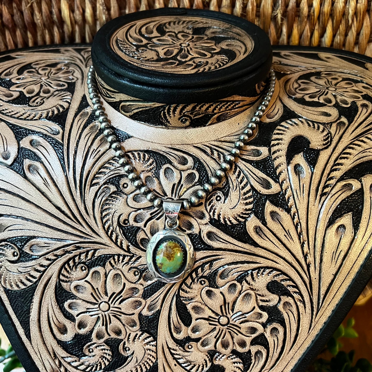 Sterling Silver Kingman Turquoise Shadowbox Pendant