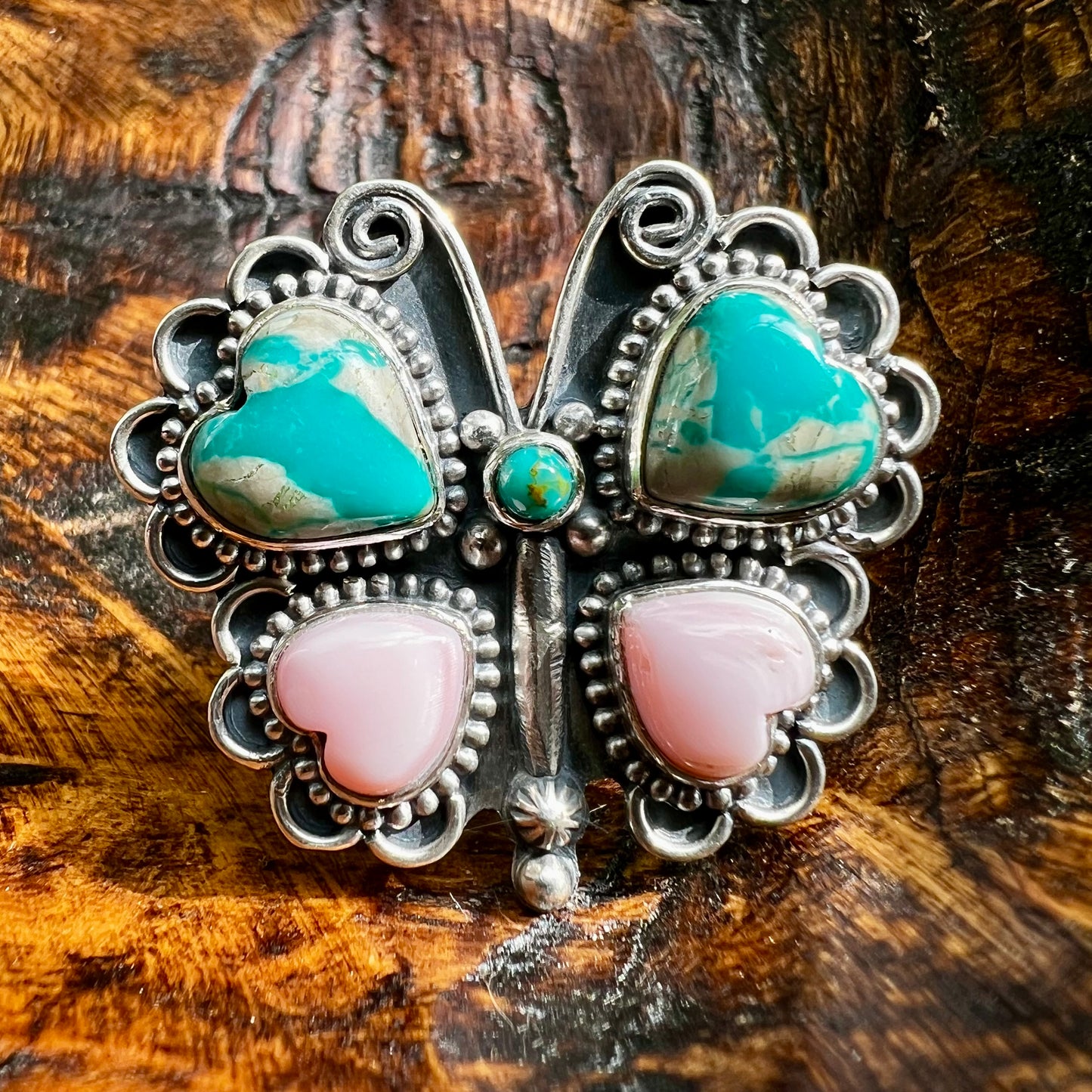 Ribbon Turquoise & Queen Conch Butterfly Statement Ring