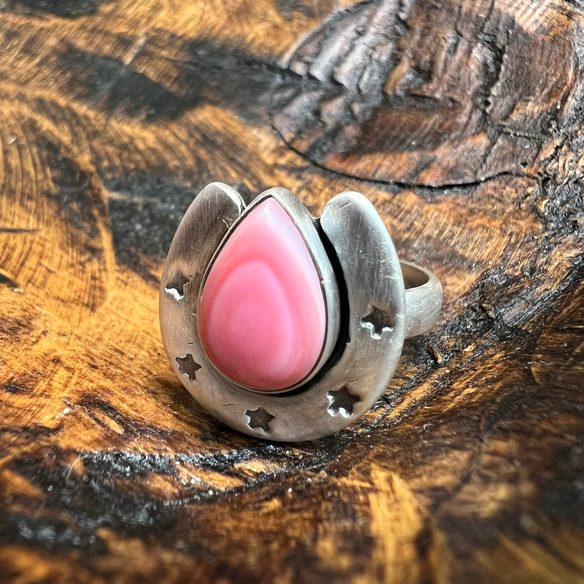 Sterling Silver Horseshoe Statement Ring – Turquoise, Spiny Oyster & Queen Conch Options
