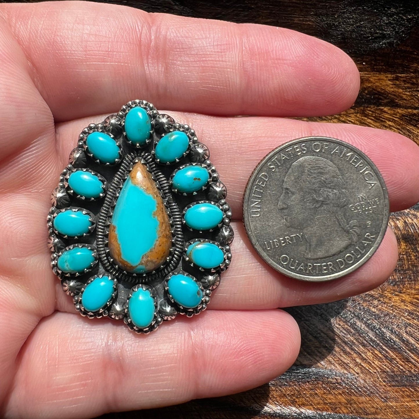 Kingman Turquoise Cluster Statement Ring – Size 8.5 | Sterling Silver
